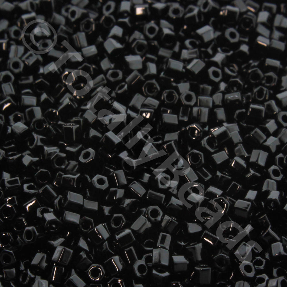 Toho Size 11 Hex Seed Beads 10g - Opaque Jet Black