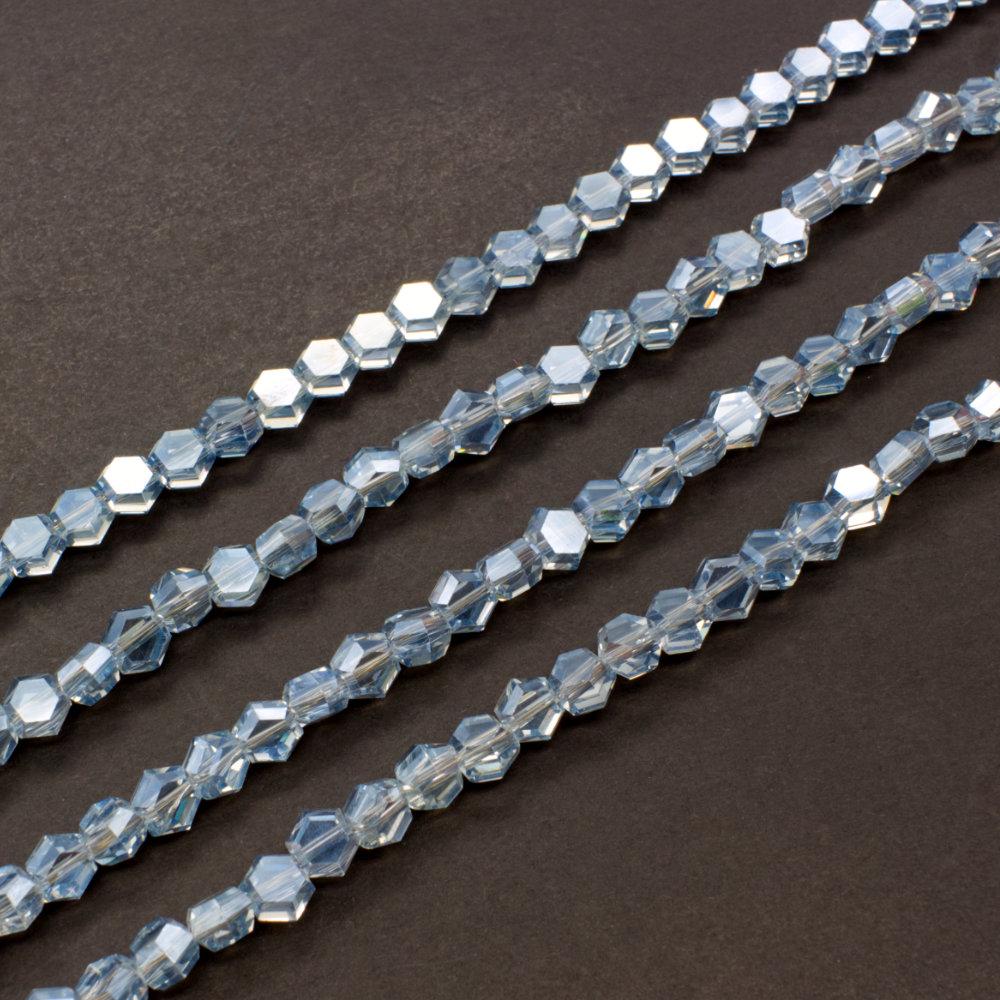 Crystal Hexagon Beads 6mm 90pcs - Hint of Blue