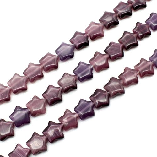 Cats Eye Beads Pillow Star 8mm   Purple for jewellery making