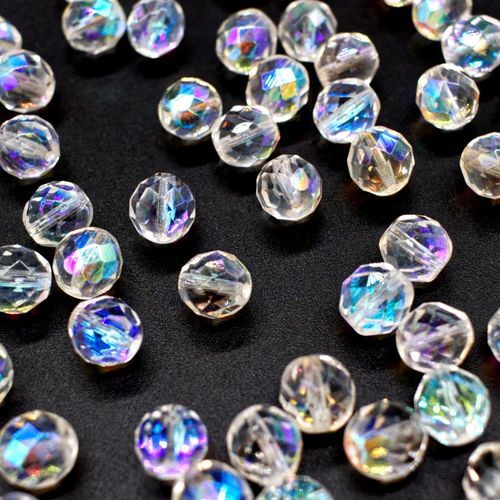 12mm Czech glass fire polished faceted beads crystal ab 15pcs — pack of 15, high-quality faceted beads perfect for jewelry making and bea…