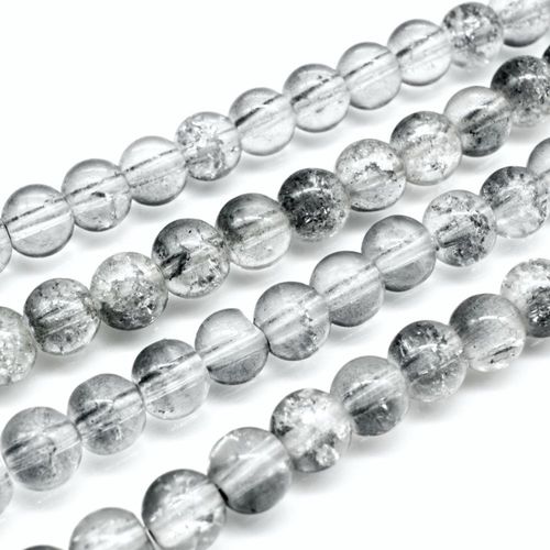 Crackle Beads Round 6mm   Clear Grey 65pcs for jewellery making