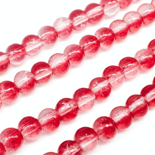 Crackle Beads Round 6mm   Clear Dark Red 65pcs for jewellery making