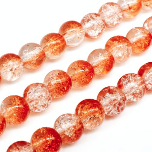 Crackle Beads Round 8mm   Clear Red 50pcs for jewellery making