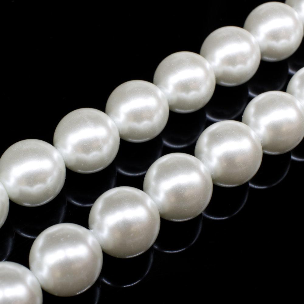 Glass Pearl Round Beads 12mm - Pure White