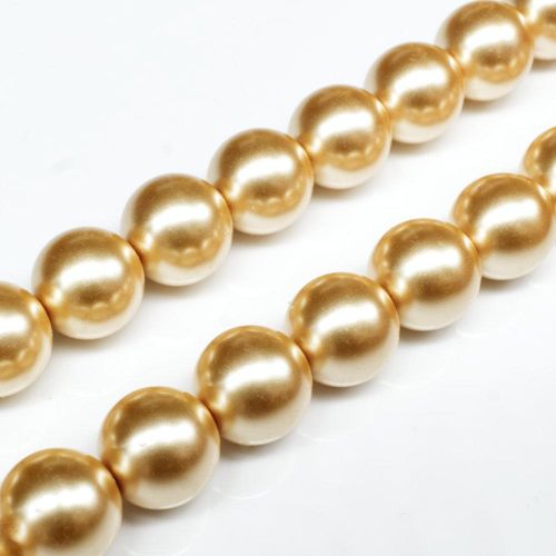 Glass Pearl Round Beads 12mm   Golden Haze for jewellery making