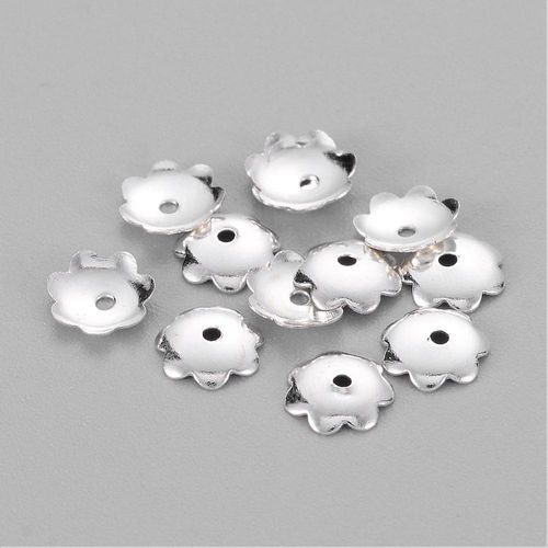Bead Cap 6mm 7 Petal Silver 50pcs for jewellery making