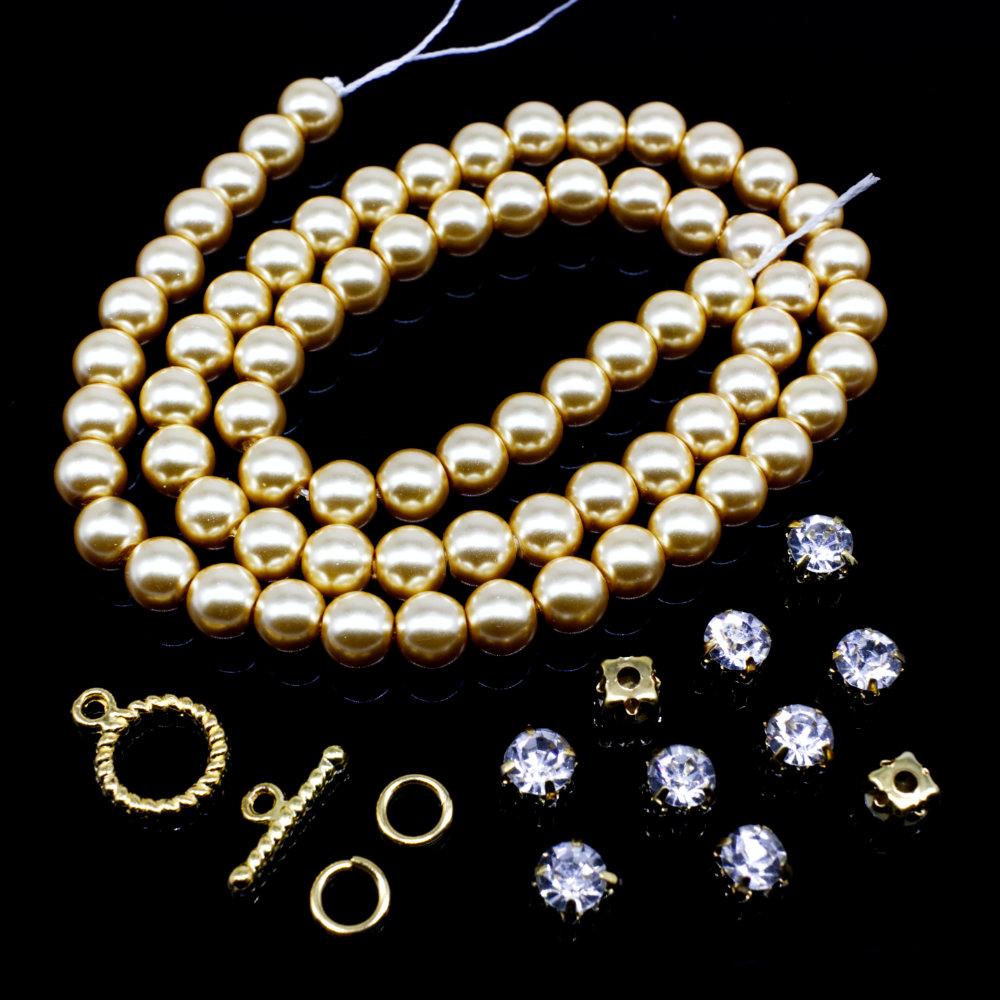 Thea Rhinestone Bracelet golden haze bracelet making kit — DIY set with beads and instructions for creating handmade jewelry