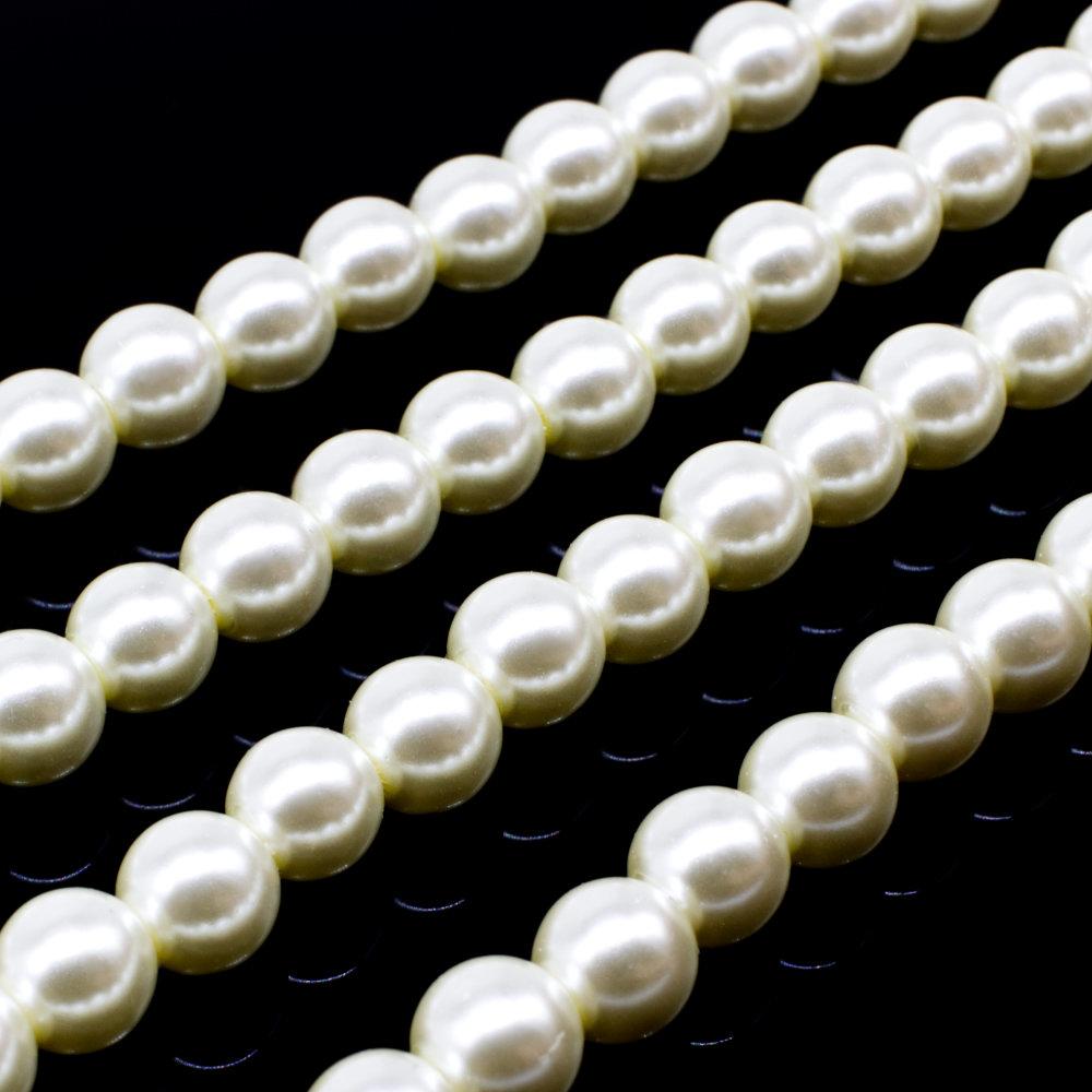 Glass Pearl Round Beads 6mm - Buttermilk