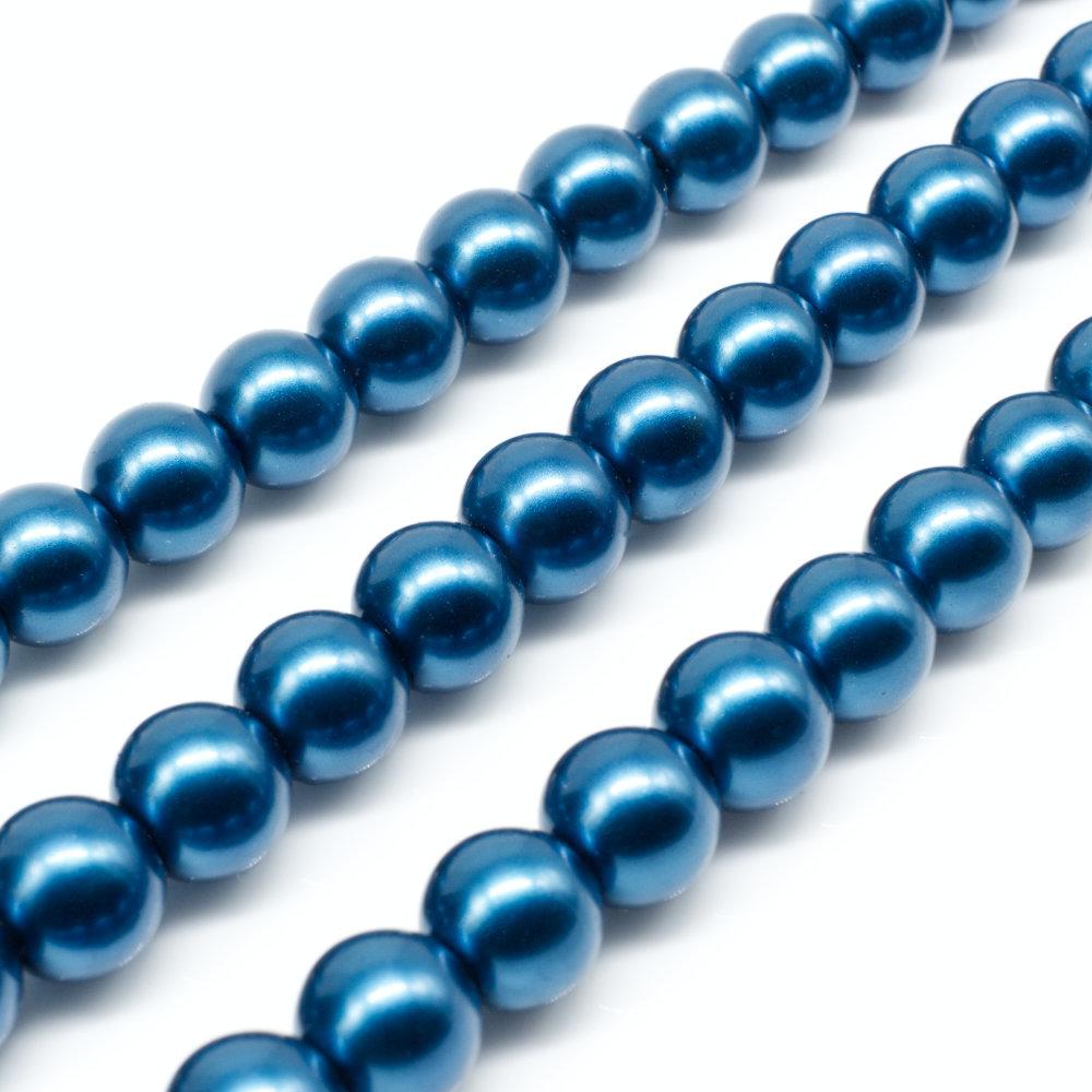 Glass Pearl Round Beads 8mm - Dark Cyan