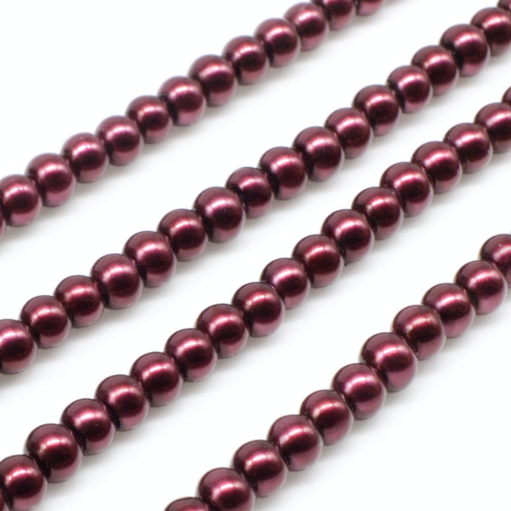 Glass Pearl Round Beads 3mm Burgundy 16 Craft Hobby And Jewellery Supplies Totally Beads 2792