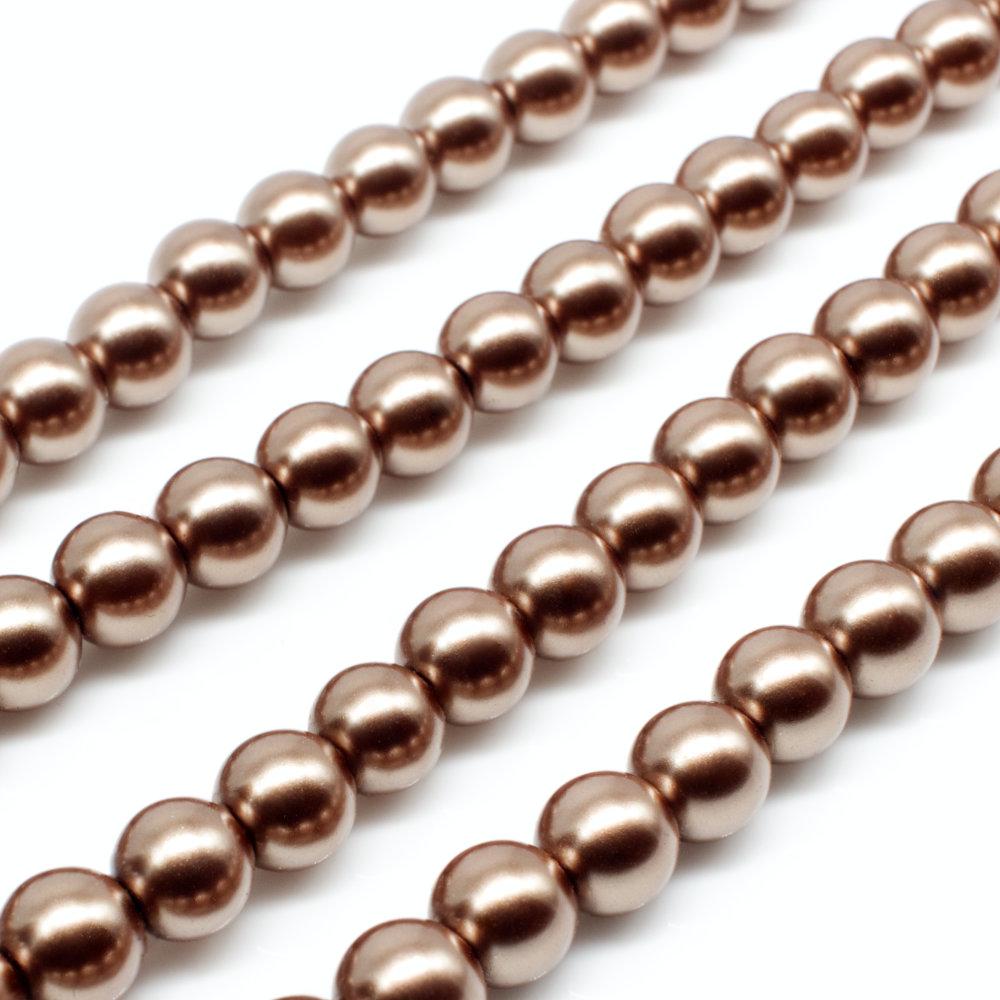 Glass Pearl Round Beads 6mm - Caramel