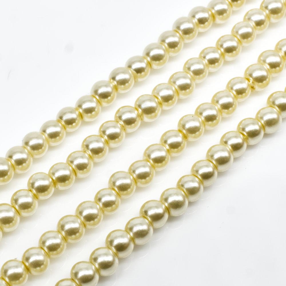 Glass Pearl Round Beads 3mm - Lemon Chiffon