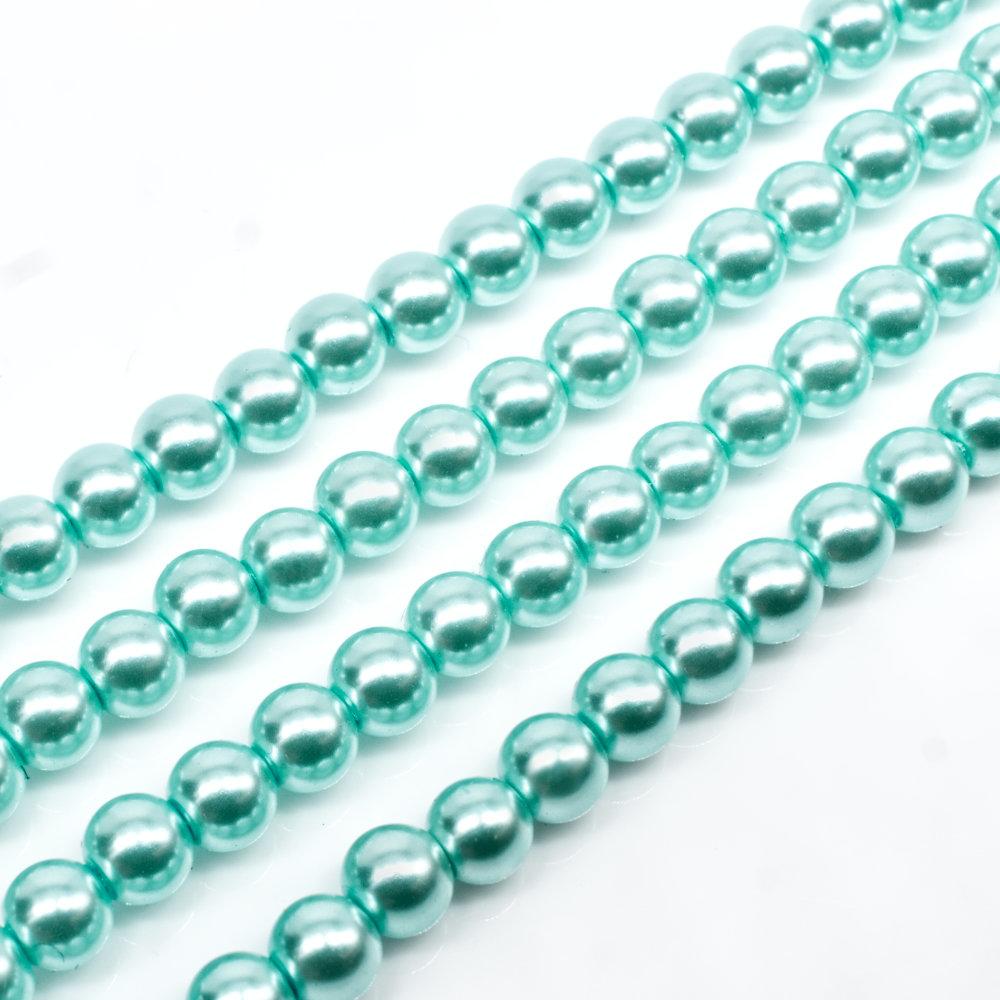 Glass Pearl Round Beads 4mm - Aqua