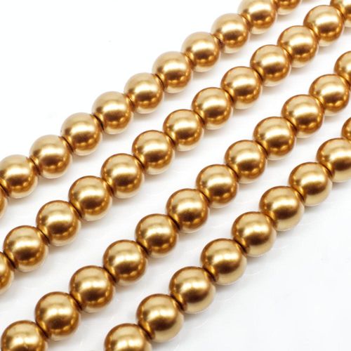 Glass Pearl Round Beads 6mm - Dark Gold