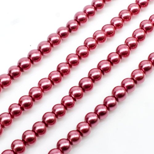 Glass Pearl Round Beads 3mm - Fuchsia