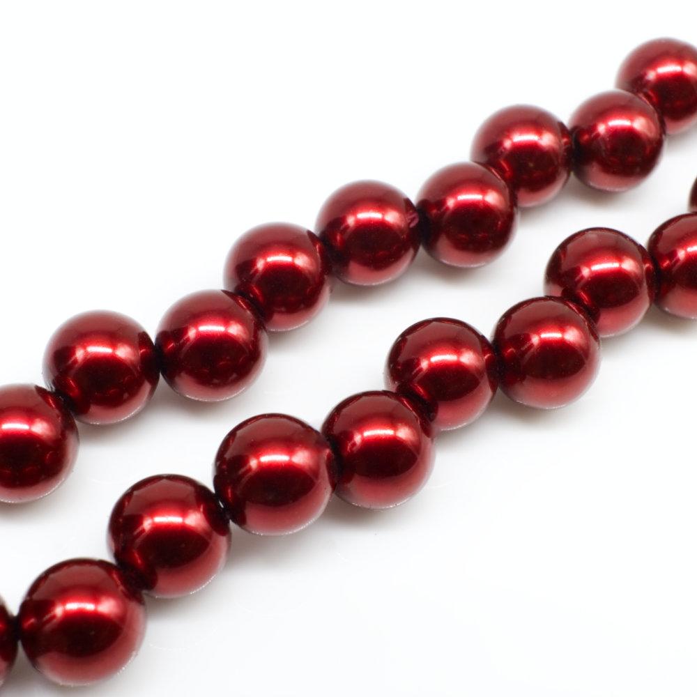 Glass Pearl 8mm Round Off Centre - Ruby Red
