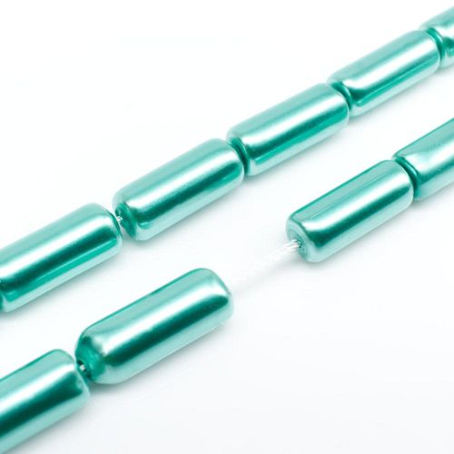 Glass Pearl Tube Beads 6x15mm   Turquoise for jewellery making