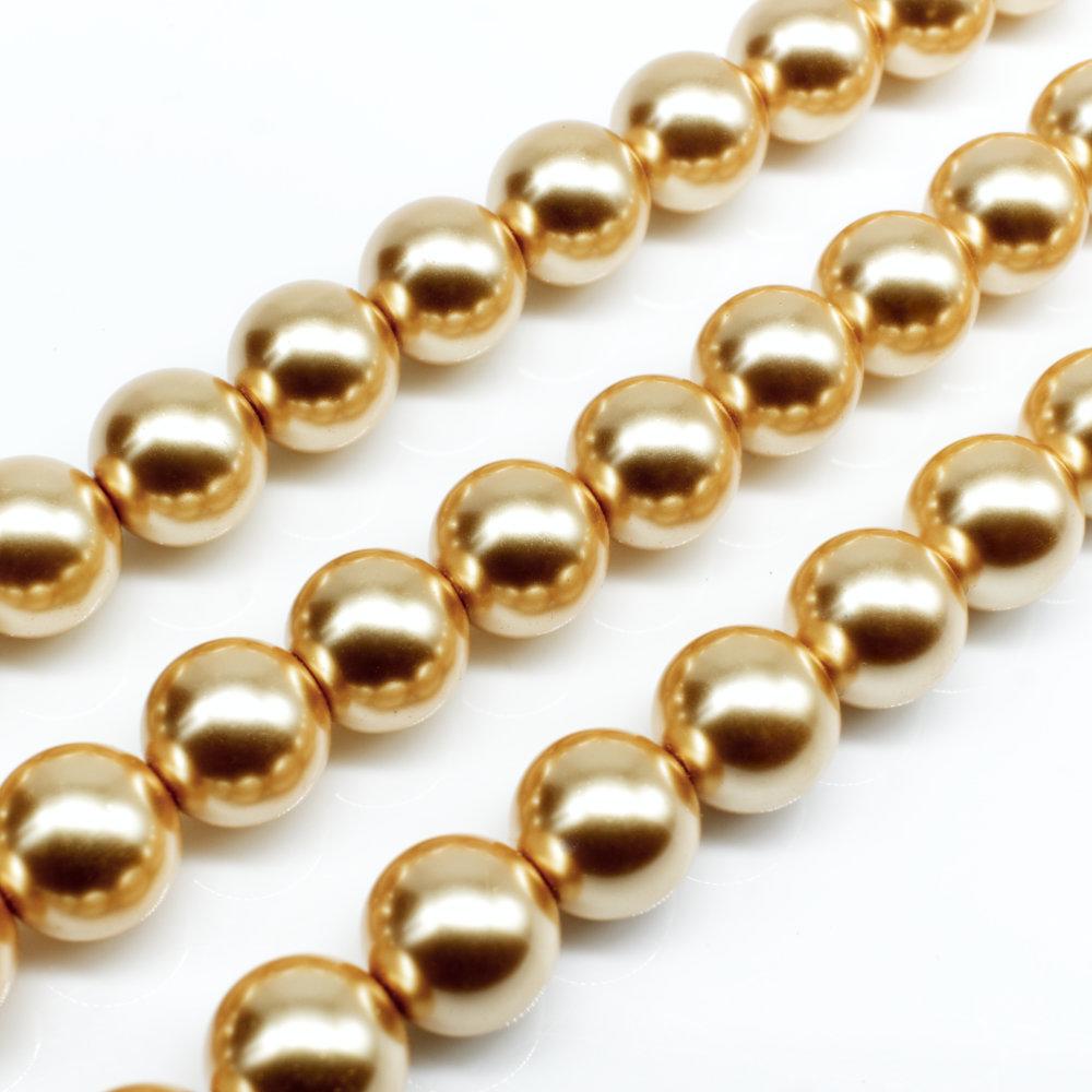 Glass Pearl Round Beads 10mm - Golden Haze