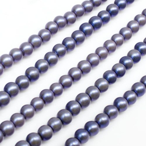 Satin Glass Pearl Round Beads 3mm - Violet