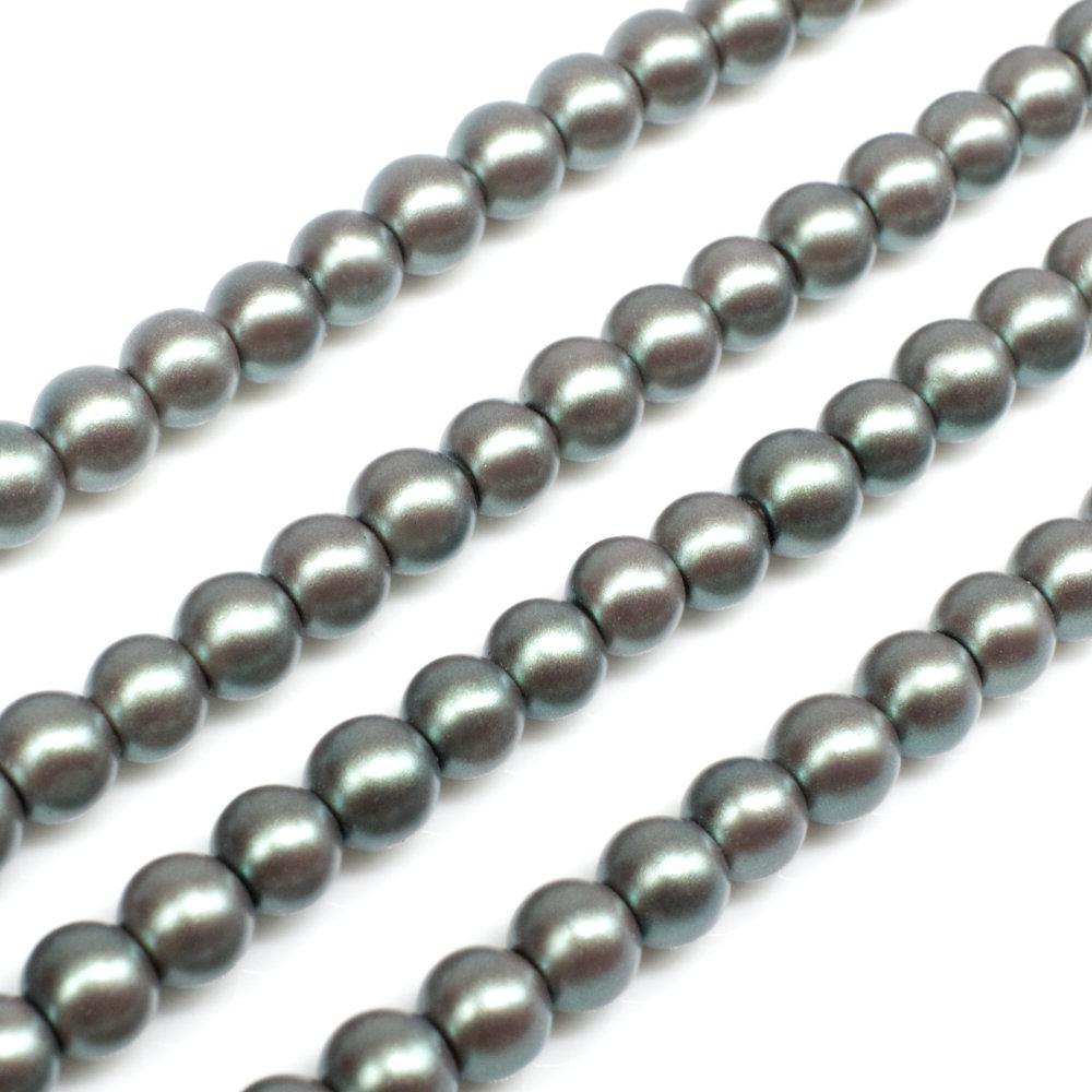 Satin Glass Pearl Round Beads 4mm - Fern Hue