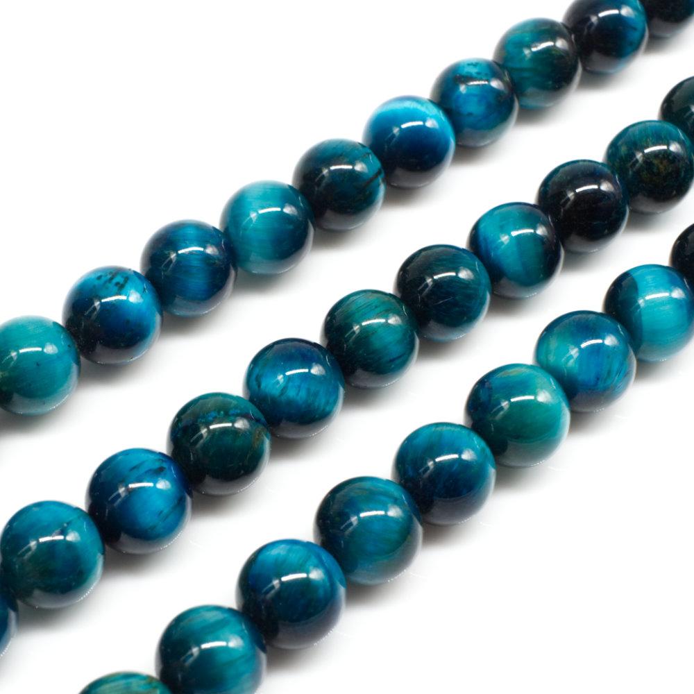 Turquoise Tiger Eye Round Beads - 8mm 15" inch