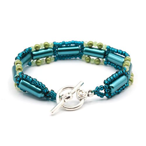 Phoebe Bracelet lime teal bracelet making kit — DIY set with beads and instructions for creating handmade jewelry
