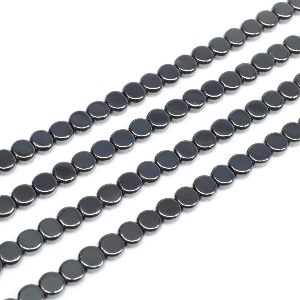 Hematite Flat Coin 4mm -  Hematite