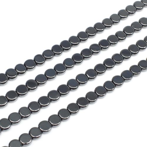 Hematite Flat Coin 4mm -  Hematite