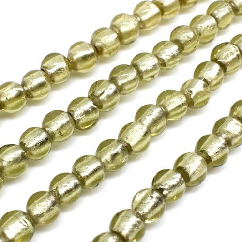 Silver Foil Round Beads 6mm 60pcs   Khaki Gold for jewellery making