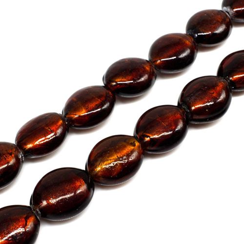 Silver Foil Flat Oval Beads 20mm   Brown 10pcs for jewellery making