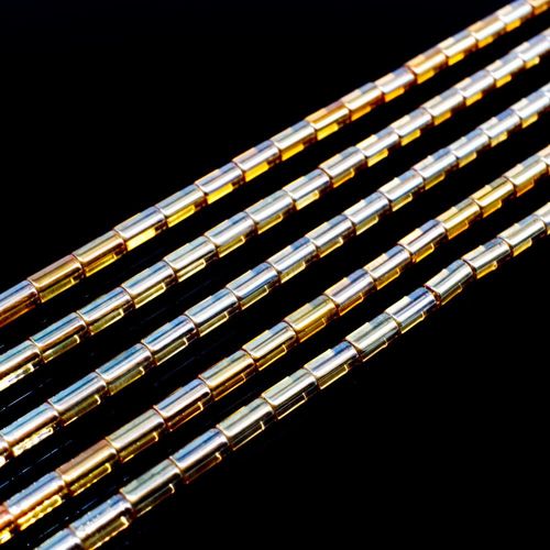 Glass Tube Beads 5mm 15" String   Clear Champagne for jewellery making