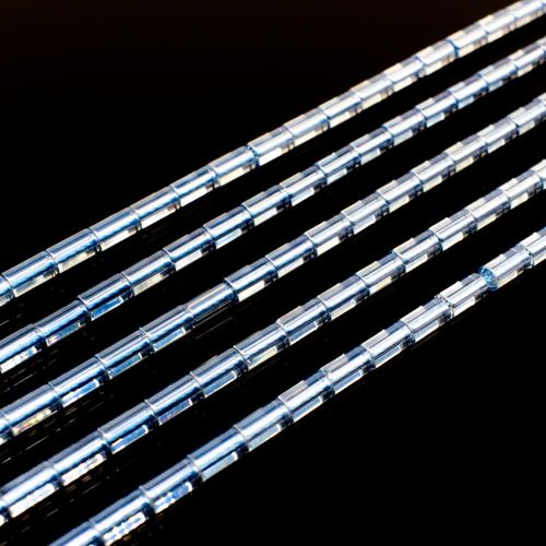 Glass Tube Beads 5mm 15" String   Hint of Blue for jewellery making
