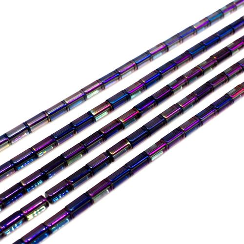 Glass Tube Beads 5mm 15" String   Purple Rainbow for jewellery making