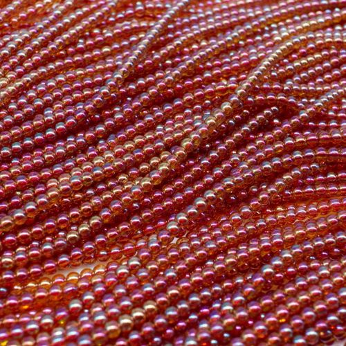 Glass Round Beads 2mm 15" String   Auburn Rainbow for jewellery making