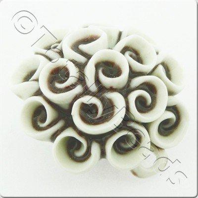 Ceramic Pendant - Swirl Flower - White&Brown