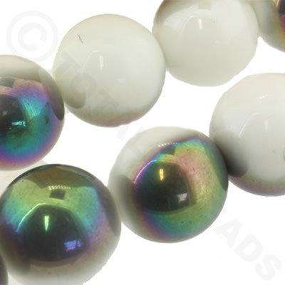 Ceramic Round 18mm - White with Half Rainbow 8" String