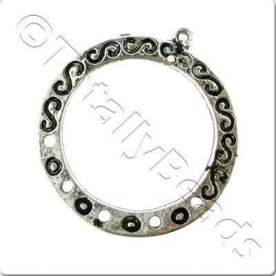 Antique Silver 5-1 Connector - Large Ring 4pcs