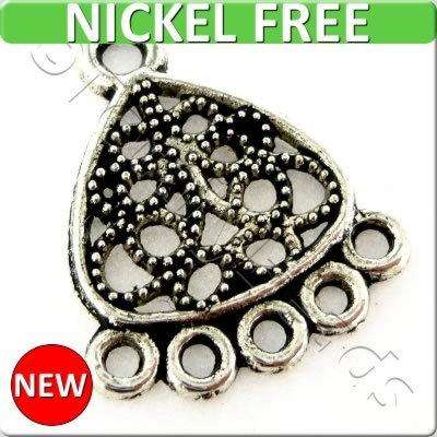 Antique Silver Metal Connector - Drop 22x19mm 8pcs