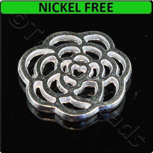 Silver Metal Connector Rose Disc 16mm 15pcs