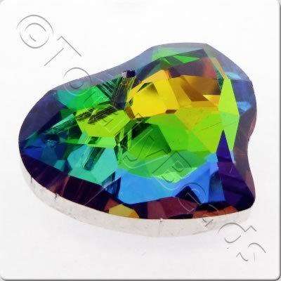 Crystal Pendant - Heart 29x24mm - Silver Rainbow