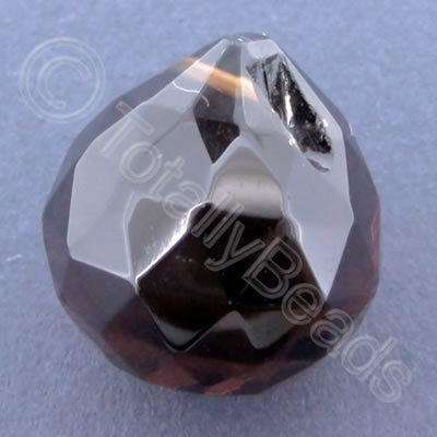 Glass Pendant Drop Round Amber - 21mm