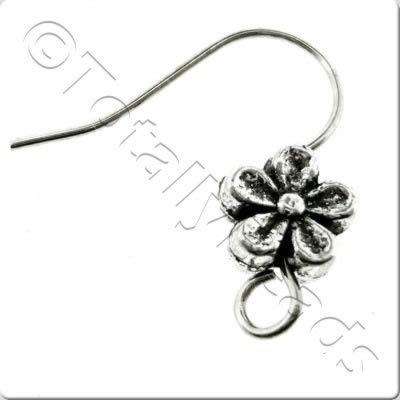 Tibetan Silver Earring - Flower A476