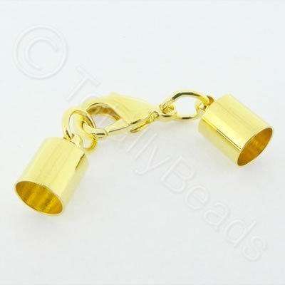 Kumihimo 7mm Barrel Lobster Clasp Gold - 2 sets