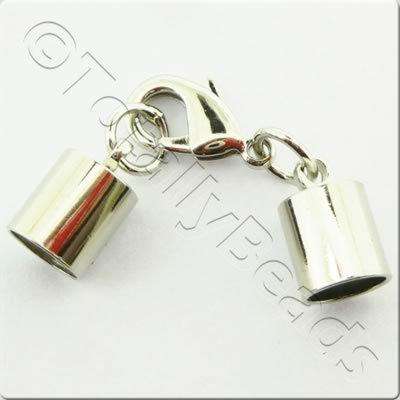 Kumihimo 8mm Barrel Lobster Clasp Rhodiumn - 1 set