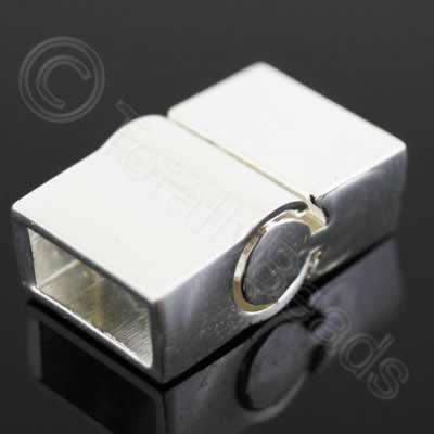 Magnetic Clasp - Sliding Square 20mm - Silver