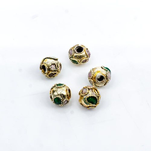 Cloisonne 6mm Round Bead   Gold 1pc for jewellery making
