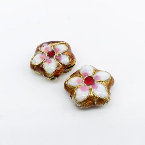 Cloisonne 14mm Flower Bead   White Topaz 1pc for jewellery making
