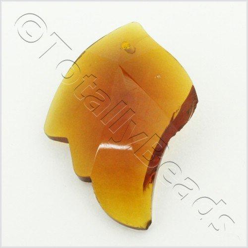 Glass Pendant Facet Leaf 27mm - Dark Amber