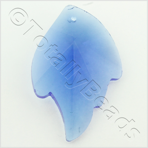 Glass Pendant Facet Leaf 31mm - Blue