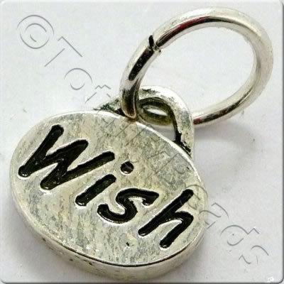 Tibetan Silver Message Tag/Charm - Wish 5pcs